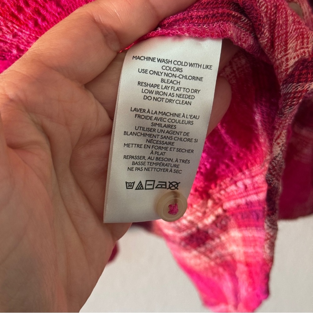 Anthropologie pilcro pink plaid button down NWT Size 3X - Picture 6 of 9